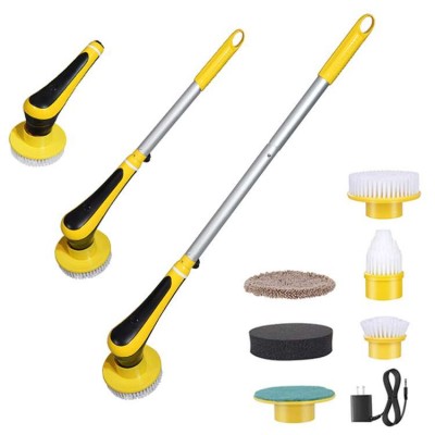 Multi-function turbo spin scrubber stainless steel scrubber electric bathroom cleaning brush